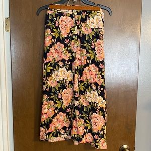 LOFT Floral Button-Down Midi Skirt